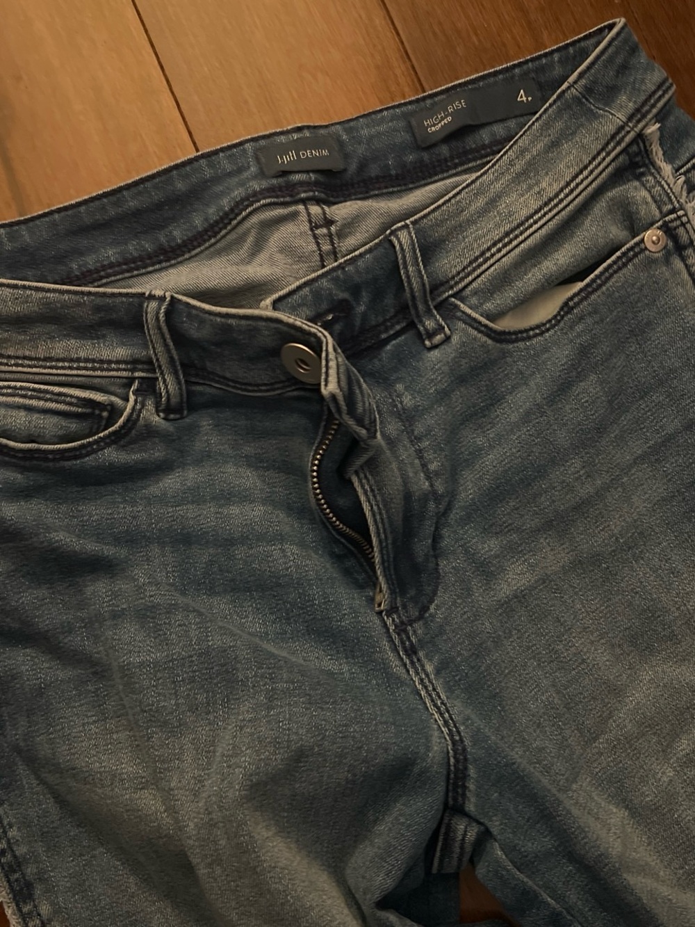 J. Jill High-Rise Denim Capris in Faded Blue